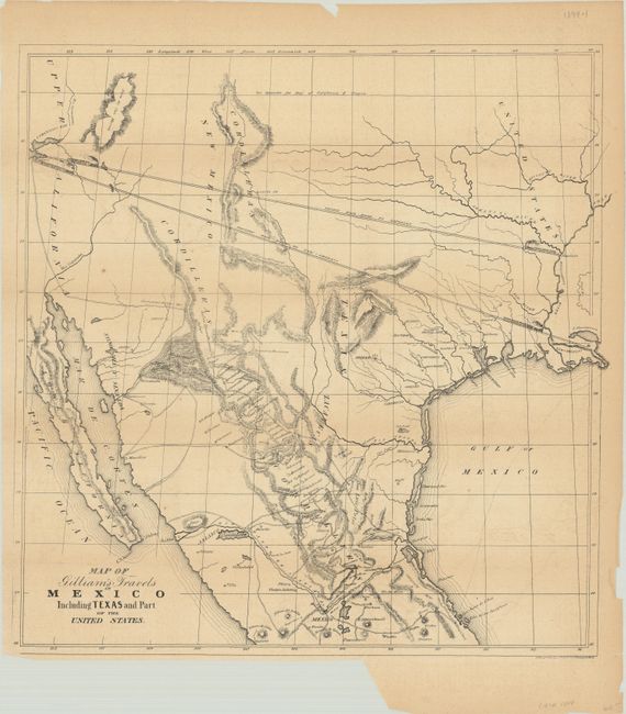 Map of Gilliam's Travels in Mexico Including Texas and Part of the United States
