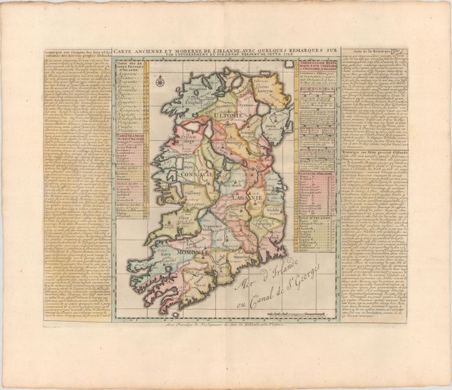 Carte Ancienne et Moderne de l'Irlande; avec Quelques Remarques sur son Gouvernement et sur l'Etat Present de cette Isle