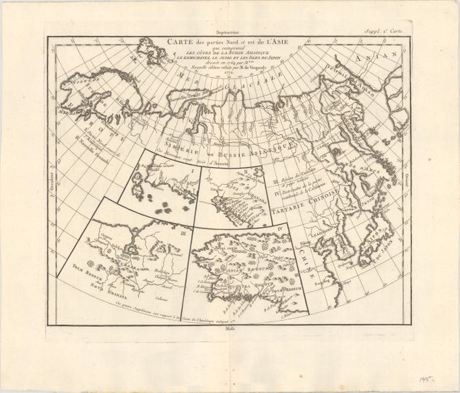 Carte des Parties Nord et est de l'Asie qui Comprend les Cotes de la Russie Asiatique le Kamschatka, le Jesso, et les Isles du Japon...