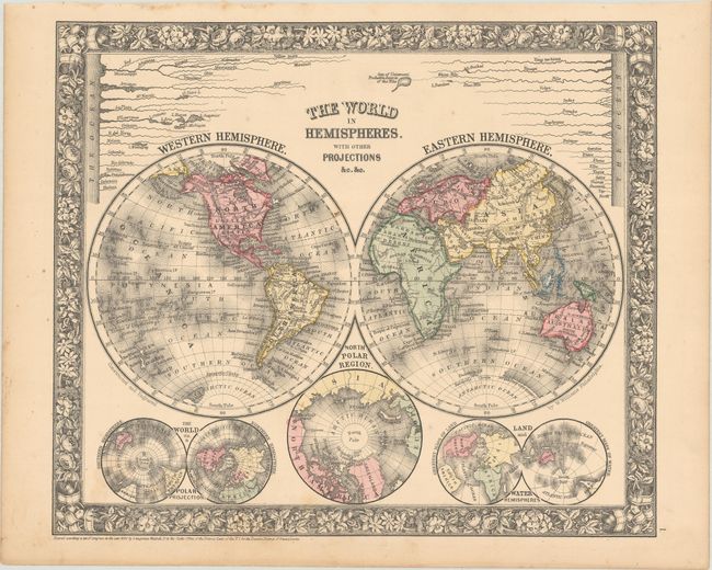 The World in Hemispheres. With Other Projections &c. &c. [and] Map of the World on the Mercator Projections, Exhibiting the American Continent as Its Centre