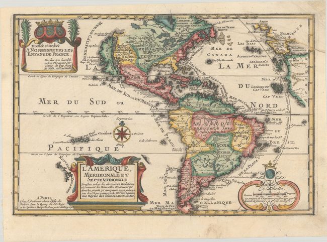 L'Amerique, Meridionale et Septentrionale Dressee Selon les Dernieres Relations et Suivant les Nouvelles Decouvertes dont les Points Principaux...