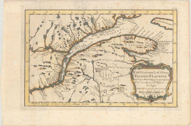 Karte von dem Laufe des Flusses St. Laurenz von Seiner Mundung an bis Uber Quebec zu der Allgemeinen Historie der Reisen