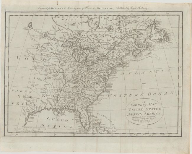 A Correct Map of the United States of North America. Including the British and Spanish Territories, Carefully Laid Down Agreeable to the Treaty of 1784