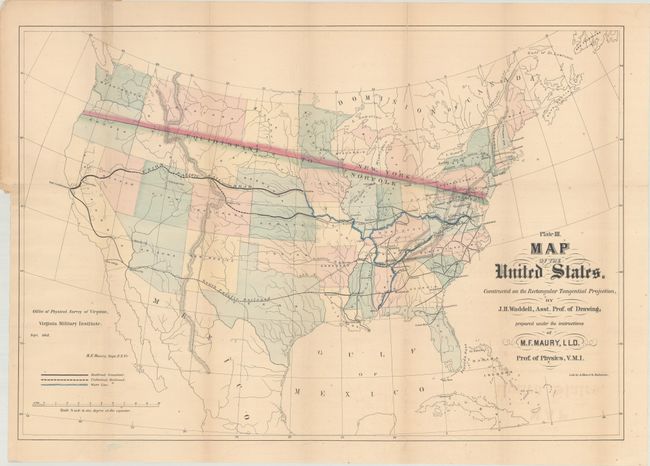 Plate III. Map of the United States... [and] Physical Survey of Virginia. Geographical Position of; Its Commercial Advantages, and National Importance. (Preliminary Report)