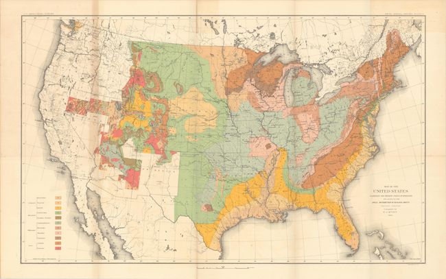 Map of the United States Exhibiting the Present Status of Knowledge Relating to the Areal Distribution of Geologic Groups... [and] Map of the United States Exhibiting the Progress Made in the Geographic Survey [in] Fifth Annual Report...