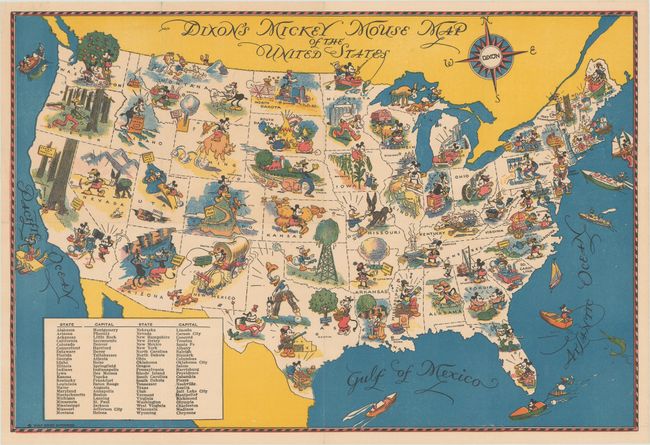 Dixon's Mickey Mouse Map of the United States [with pencil box] Mickey Mouse Parade