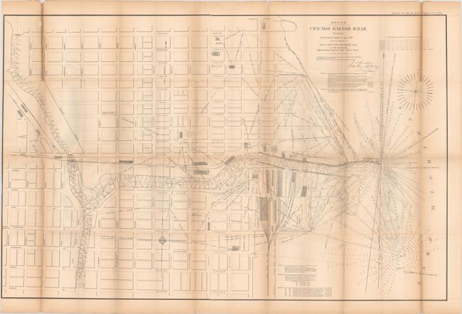 Map G. No. 52. Chicago Harbor & Bar, Illinois. From Survey Made in April 1857...