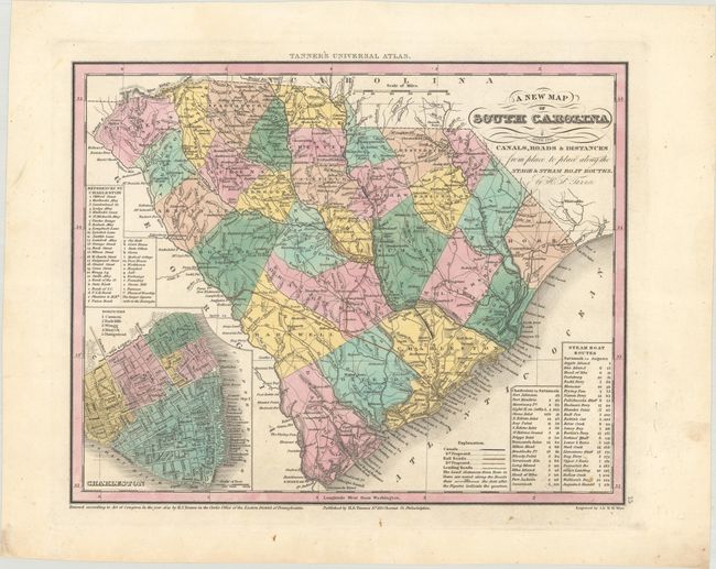 A New Map of South Carolina with Its Canals, Roads & Distances from Place to Place Along the Stage & Steam Boat Routes