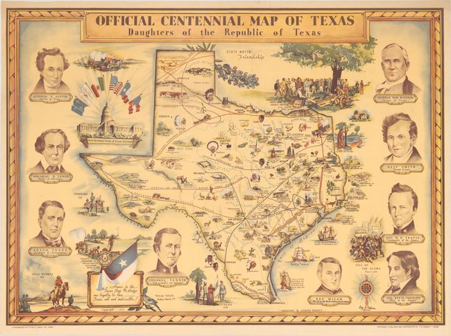 Official Centennial Map of Texas - Daughters of the Republic of Texas