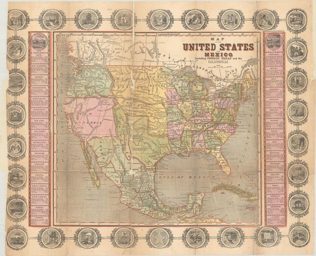 Map of the United States and Mexico Including Oregon, Texas and the Californias