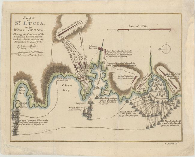 Plan of St. Lucia, in the West Indies: Shewing the Positions of the English & French Forces with the Attacks Made at Its Reduction in Decr. 1778