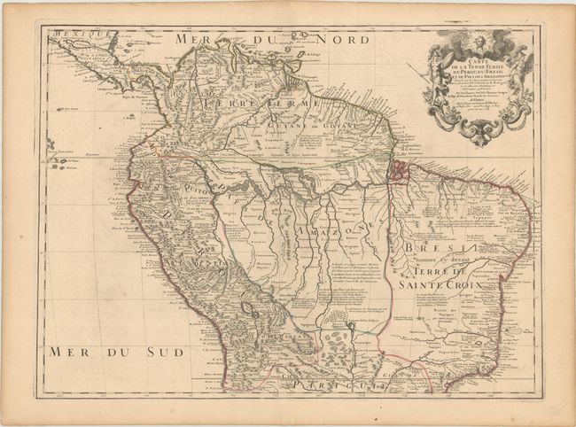 Carte de la Terre Ferme du Perou, du Bresil et du Pays des Amazones Dressee sur les Descriptions de Herrera de Laet, et des PP. d'Acuna, et M. Rodriguez...