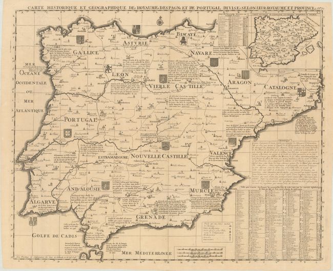Carte Historique et Geographique des Royaumes d Espagne et de Portugal Divises Selon Leurs Royaumes et Provinces