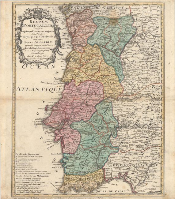 Regnum Portugalliae Divisum in Quinque Provincias Majores & Subdivisum in sua Quaeque Territoria una cum Regno Algarbiae Speciali Mappa Exhibitum