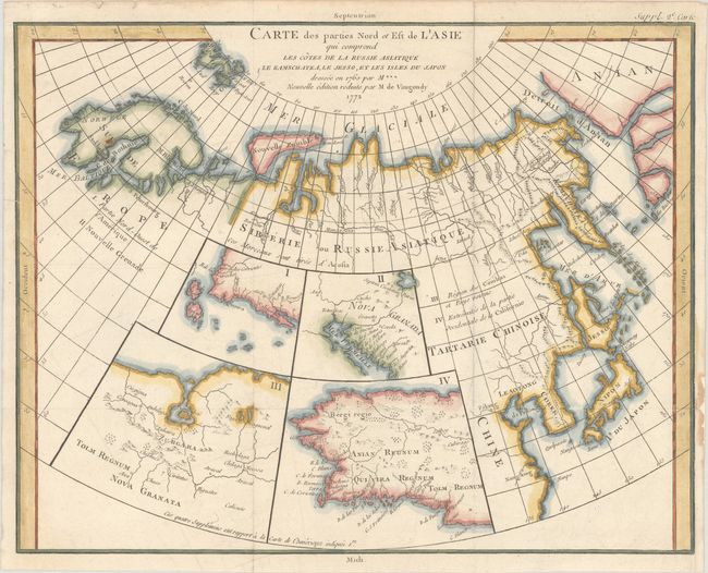 Carte des Parties Nord et Est de l'Asie qui Comprend les Cotes de la Russie Asiatique le Kamschatka, le Jesso, et les Isles du Japon...