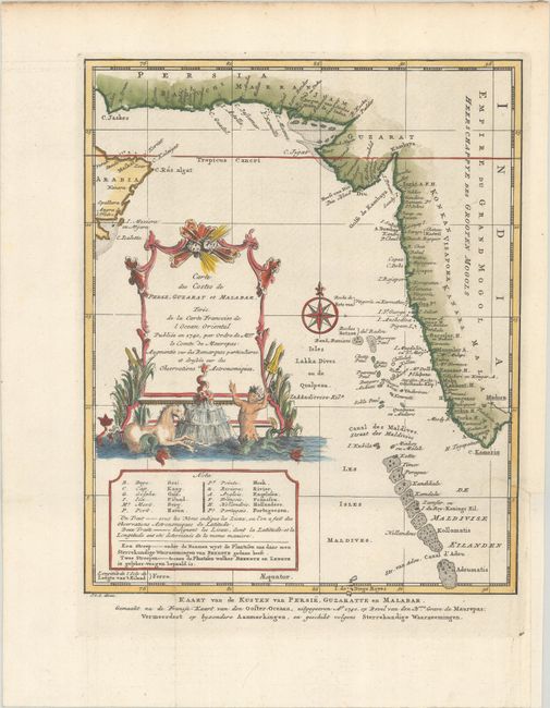 Carte des Costes de Perse, Guzarat et Malabar. Tiree de la Carte Francoise de l Ocean Oriental...