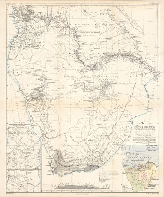 Karte von Sud-Afrika zur Ubersicht der Neuesten Entdeckungen von Livingstone, Moffat, Galton, Anderson...