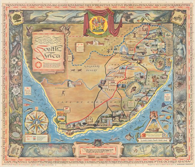 A Pictorial Map South Africa Shewing the Diverse Places and Extraordinary Manner of Strange Things to Be Seen by Those Who Voyage to This Land Beloved of the Sun...