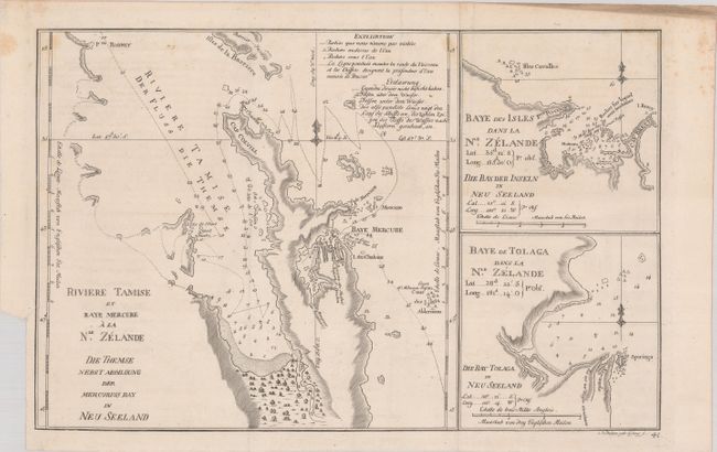 Riviere Tamise et Baye Mercure a la Nle. Zelande [on sheet with] Baye des Isles dans la Nle. Zelande [and] Baye de Tolaga dans la Nle. Zelande