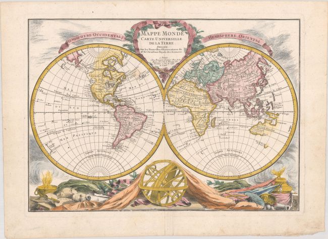 Mappe Monde Carte Universelle de la Terre Dressee sur les Nouvelles Observations de Mrs. de l'Academie Royale des Sciences