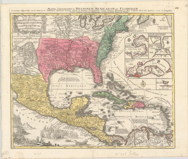 Mappa Geographica Regionem Mexicanam et Floridam Terrasque Adjacentes, ut et Anteriores Americae Insulas, Cursus Itidem et Reditus Navigantium Versus Flumen Missisipi...