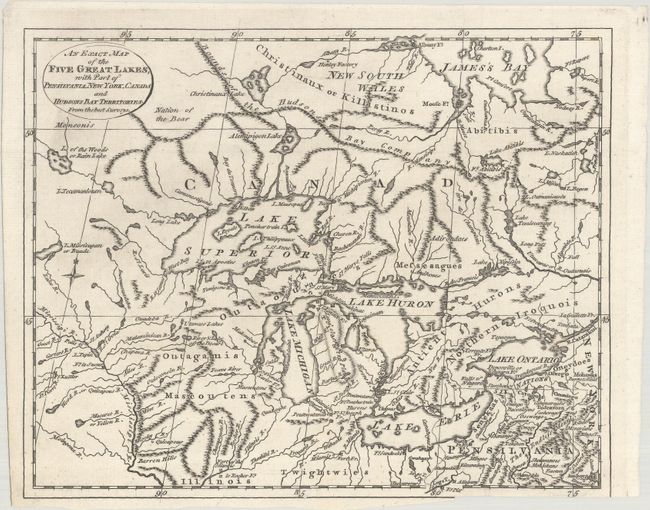 An Exact Map of the Five Great Lakes, with Part of Pensilvania, New York, Canada and Hudsons Bay Territories. From the Best Surveys