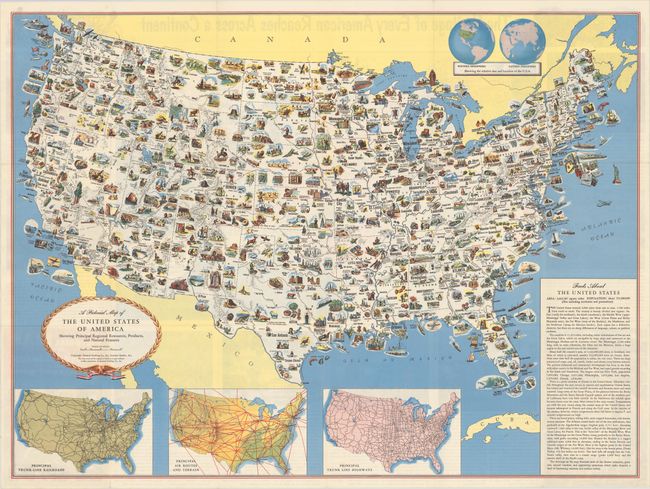 A Pictorial Map of the United States of America Showing Principal Regional Resources, Products, and Natural Features [and] A Pictorial Map of the United States of America Showing Principal Resources, Products, and Recreational Features [2 Maps]