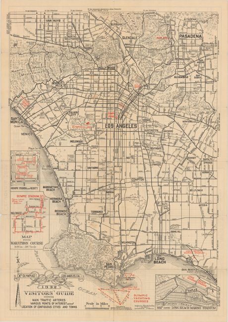 Xth-Olympiad Los Angeles, Cal. 1932 Visitors Guide Showing Main Street Arteries Various Points of Interest and Location of Contiguous Cities and Towns