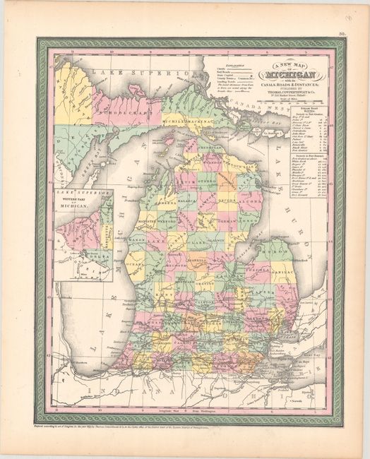 A New Map of Michigan with Its Canals, Roads & Distances