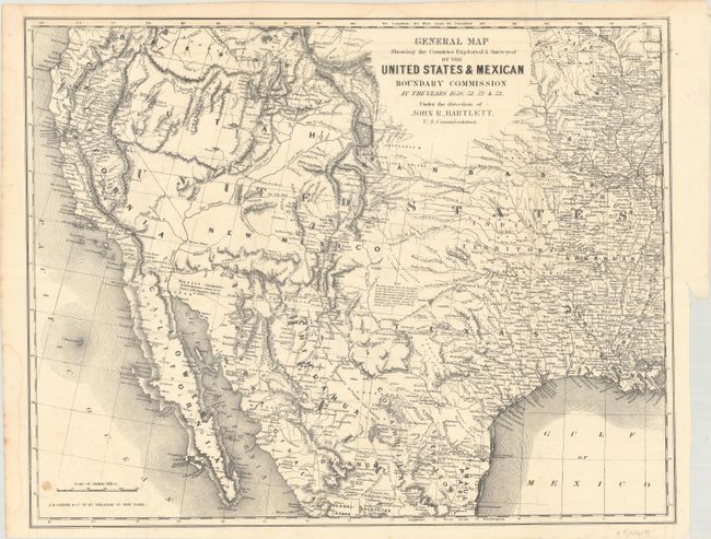 General Map Showing the Countries Explored & Surveyed by the United States & Mexican Boundary Commission in the Years 1850, 51, 52 & 53...