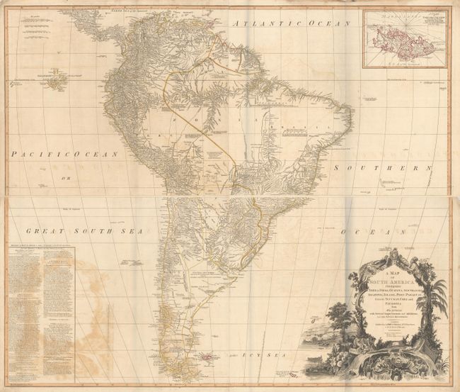 A Map of South America Containing Tierra-Firma, Guayana, New Granada Amazonia, Brasil, Peru, Paraguay, Chaco, Tucuman, Chili and Patagonia. From Mr. d'Anville