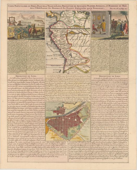 Carte Particuliere du Perou, Plan de la Ville de Lima, Description de Quelques Plantes, Animaux, & Machines du Pays. Avec l'Habillement des Hommes & des Femmes Espagnoles qui y Demeurent