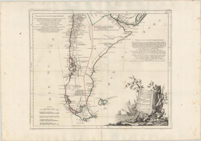 Carte du Chili Meridional, du Rio de la Plata, des Patagons, et du Detroit de Magellan; ce qui suit l'Extremite Australe de l'Amerique Meridle.
