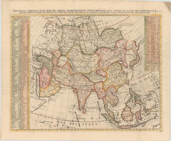 Nouvelle Carte de l'Asie, avec des Tables Alphabetiques pour Trouver sans Peine les Etats des Principaux Princes de Cette Partie du Monde...
