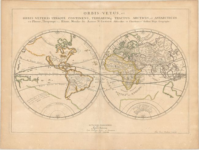 Orbis Vetus, et Orbis Veteris Utraque Continens, Terrarumq Tractus Arcticus, et Antarcticus...