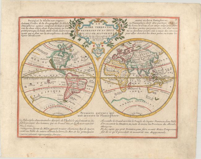 Le Globe Terrestre Represente en Deux Plans-Hemispheres...