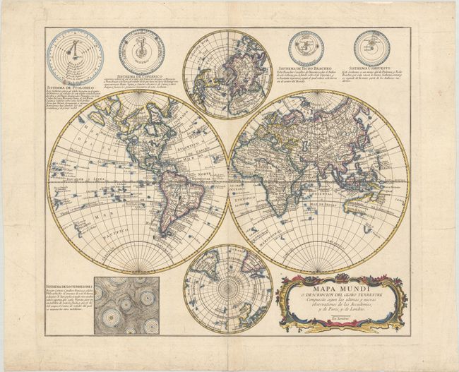Mapa Mundi o Descripcion del Globo Terrestre Compuesta Segun las Ultimas y Nuevas Observationes de las Accademias, y de Paris, y de Londres