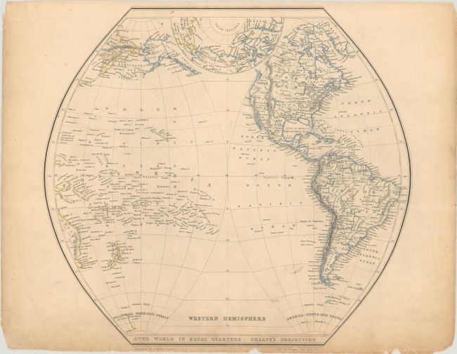 [Lot of 2] Western Hemisphere - The World in Equal Quarters - Sharpe's Projection [and] Eastern Hemisphere - The World in Equal Quarters - Sharpe's Projection