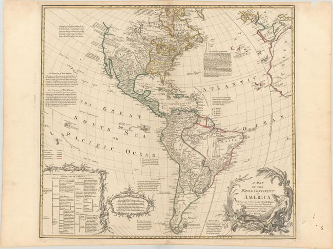 A Map of the Whole Continent of America. Particularly Shewing the British Empire in the Northern Part of America, with the Divisions of the New Governments Since the Accession of Canada and Florida
