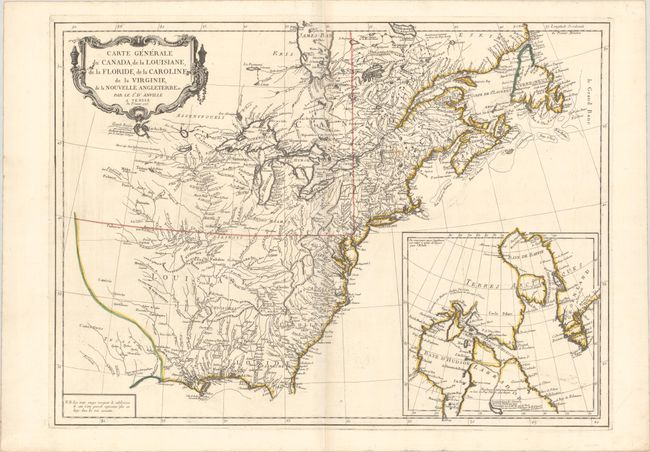 Carte Generale du Canada, de la Louisiane, de la Floride, de la Caroline, de la Virginie, de la Nouvelle Angleterre Etc.