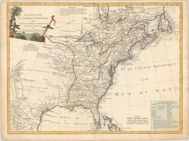 Etats-Unis de l'Amerique Septentrionale avec les Isles Royale, de Terre Neuve, de St. Jean, l'Acadie &c.