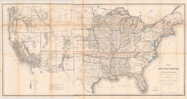 Map of the United States and Territories, Shewing the Extent of Public Surveys and Other Details... [with] Vericht des Commissionar des General-Landamtes, der Vereinigten Staaten von Amerika...