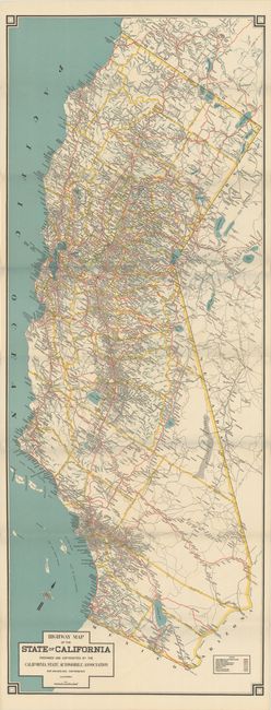 Highway Map of the State of California Prepared and Copyrighted by the California State Automobile Association