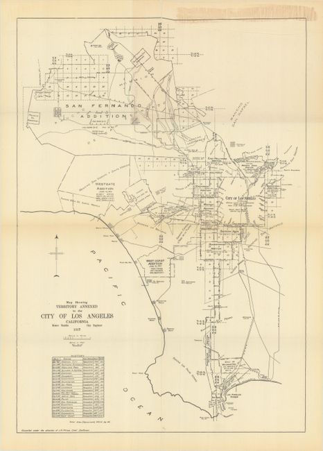 [Lot of 3] Map Showing Territory Annexed to the City of Los Angeles California [and] Map of the City of Los Angeles - Showing Streets Graded, Oiled and Paved [and] Map of the City of Los Angeles - Showing Location of Sanitary Sewers