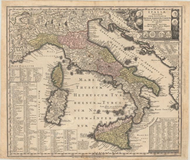 Italiae Antique Item Insularum Siciliae, Sardiniae, Corsicae, Typus et Nova Delineatio...