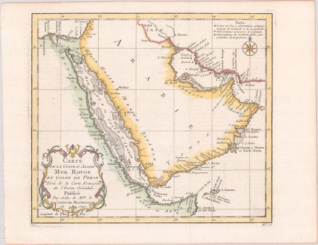 Carte de la Coste d Arabie Mer Rouge et Golfe de Perse Tiree de la Carte Francoise de l'Ocean Oriental...