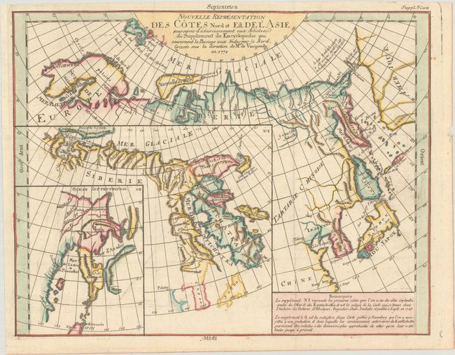 Nouvelle Representation des Cotes Nord et Est de l'Asie, pour Servir d'Eclaircissement aux Articles du Supplement de Encyclopedie...