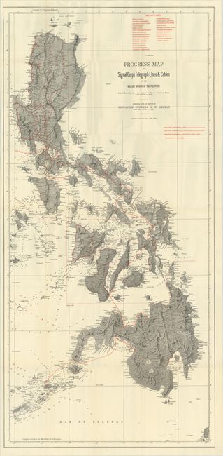 [Lot of 2] Progress Map of Signal Corps Telegraph Lines & Cables in the Military Division of the Philippines... [and] Progress Map of Signal Corps Telegraph Lines and Cables in the Military Division of the Philippines