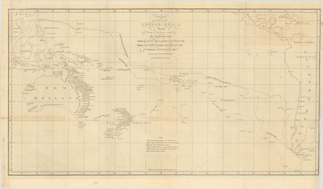 Chart of Part of the South Sea, Shewing the Tracts & Discoveries Made by His Majestys Ships Dolphin, Commodore Byron, & Tamer, Capn. Mouat, 1765 ... and Endeavour, Lieutenant Cooke, 1769