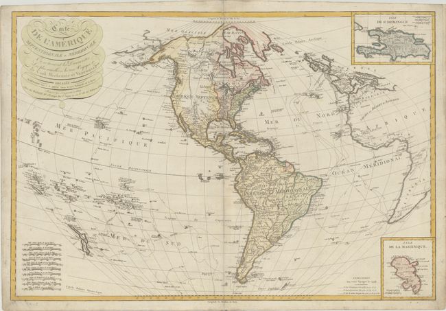 Carte de l'Amerique Septentrionale et Meridionale ou se Trouvent les Decouvertes les Plus Nouvelles et les Trois Voyages de Cook Mackenzie et Vancouver